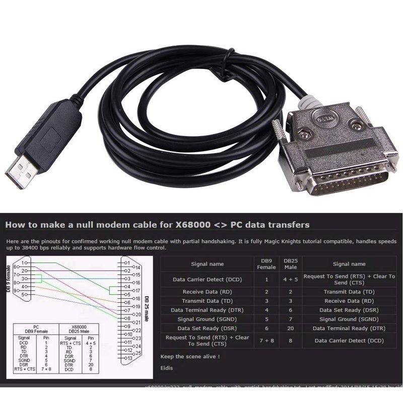 Suamdoen USB to DB25 RS232 Serial Adapter Converter Cable Null Modem for Sharp X68K X68000 PC Communicate Programming Cable - Image 5